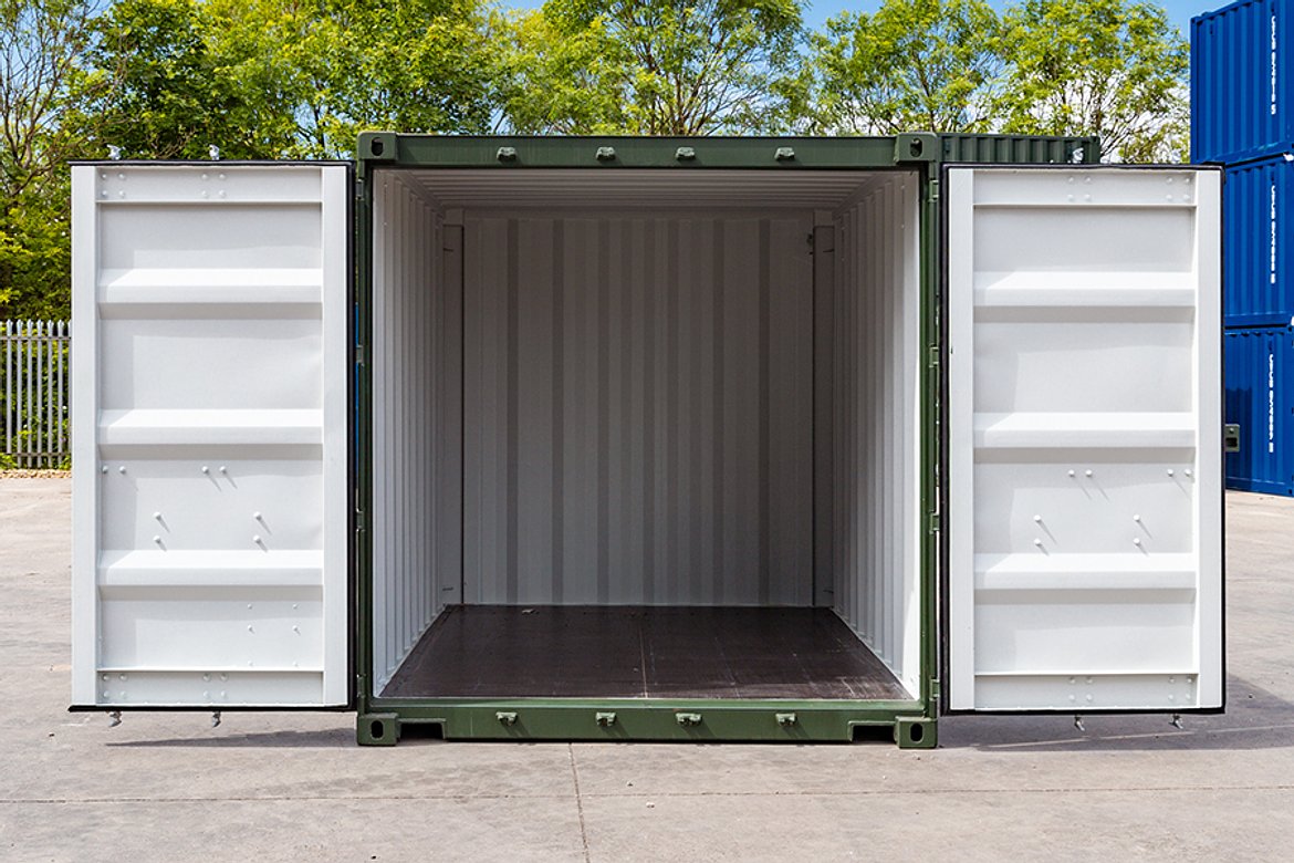 10 Fuß Standard-Seecontainer – Blau RAL 5010